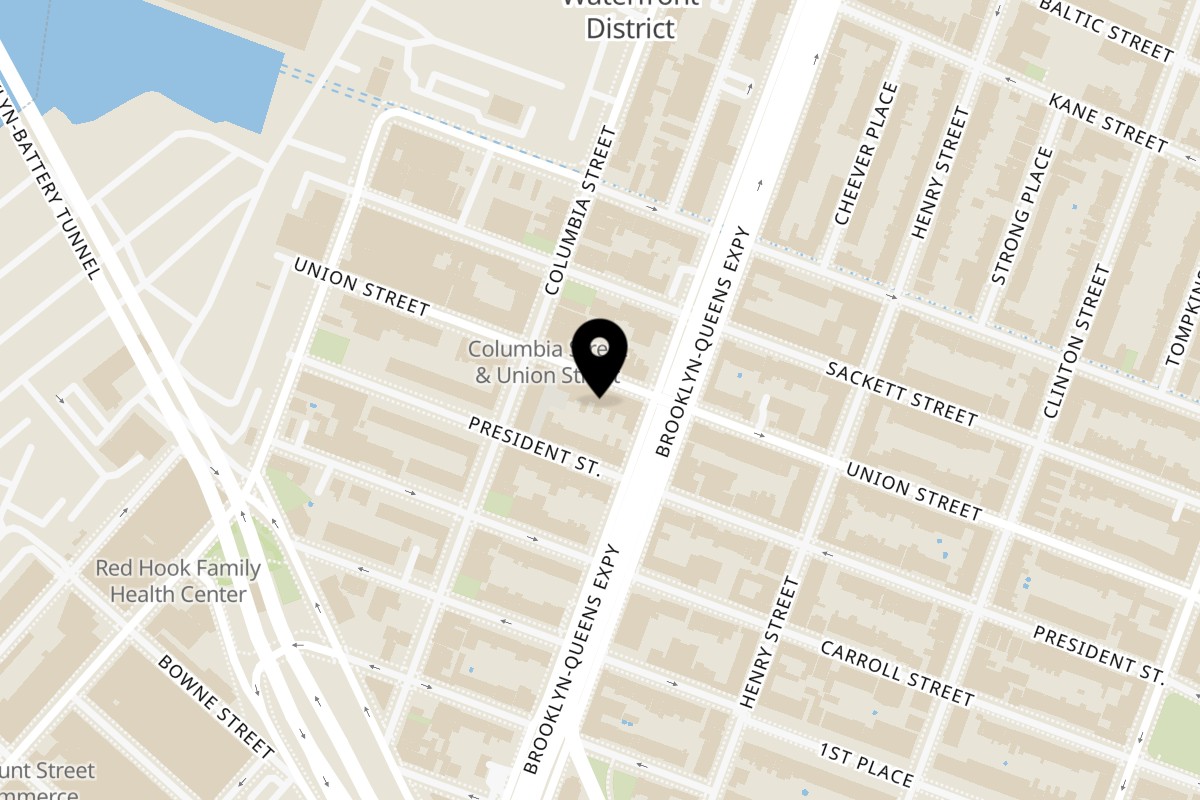 Map showing the location of The House of Pizza & Calzone on 132 Union St in Brooklyn